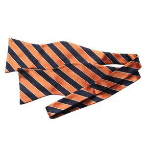 DANIEL CREMIEUX Repp Stripe Bow Tie Silk Orange Navy Blue Men's OS Adjustable